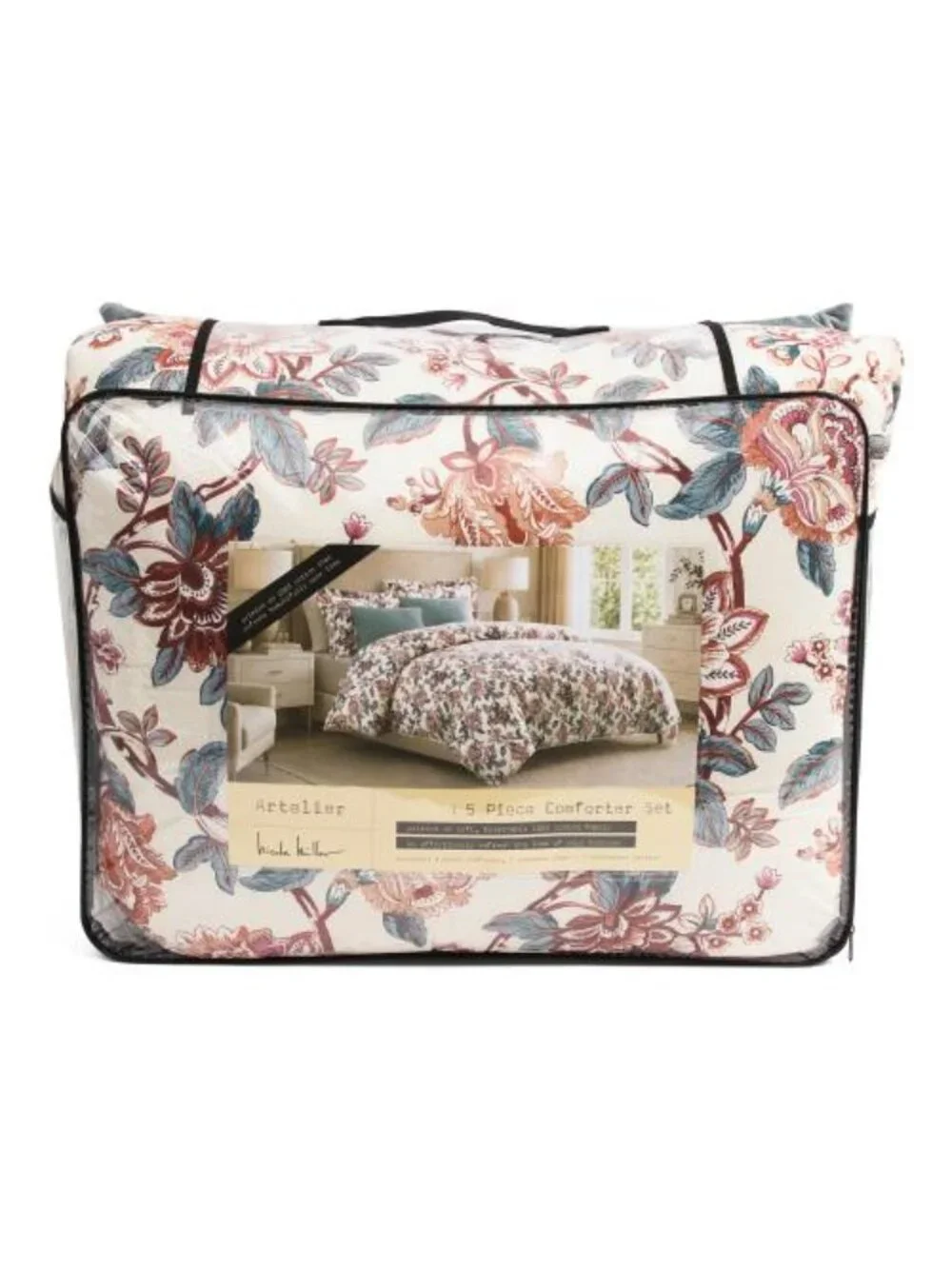 NICOLE MILLER 5pc Cotton Percale Floral Comforter Set